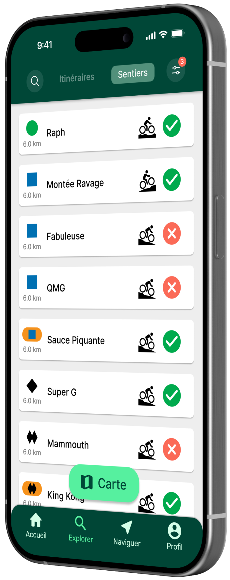 Sherpa trails management app mockup